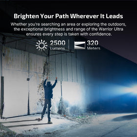 OLIGHT Warrior Ultra proximity sensor enables automatic dimming for safety.