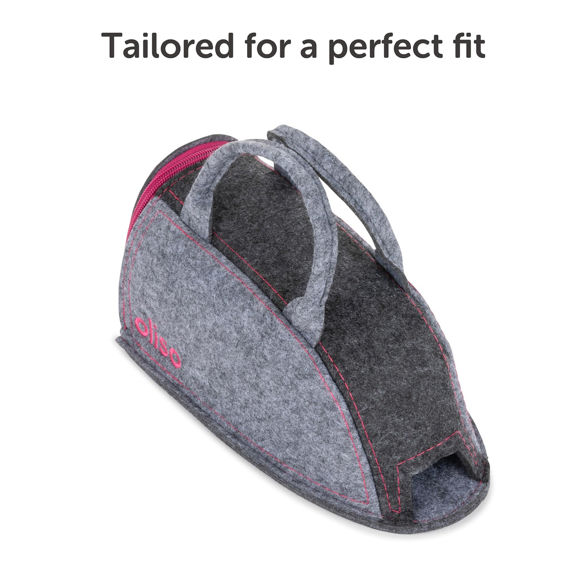 oliso Small Carry Bag raspberry front pocket accommodates Solemate safely