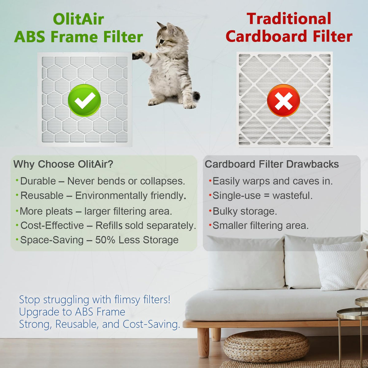 OlitAir melt-blown media delivers high-efficiency filtration with low wind resistance.