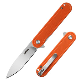 OLITANS G040 blade close-up highlighting D2 steel edge retention for outdoor tasks.