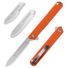 OLITANS G046 Mecha Mini folding scalpel opened for one-handed use in tight spaces.