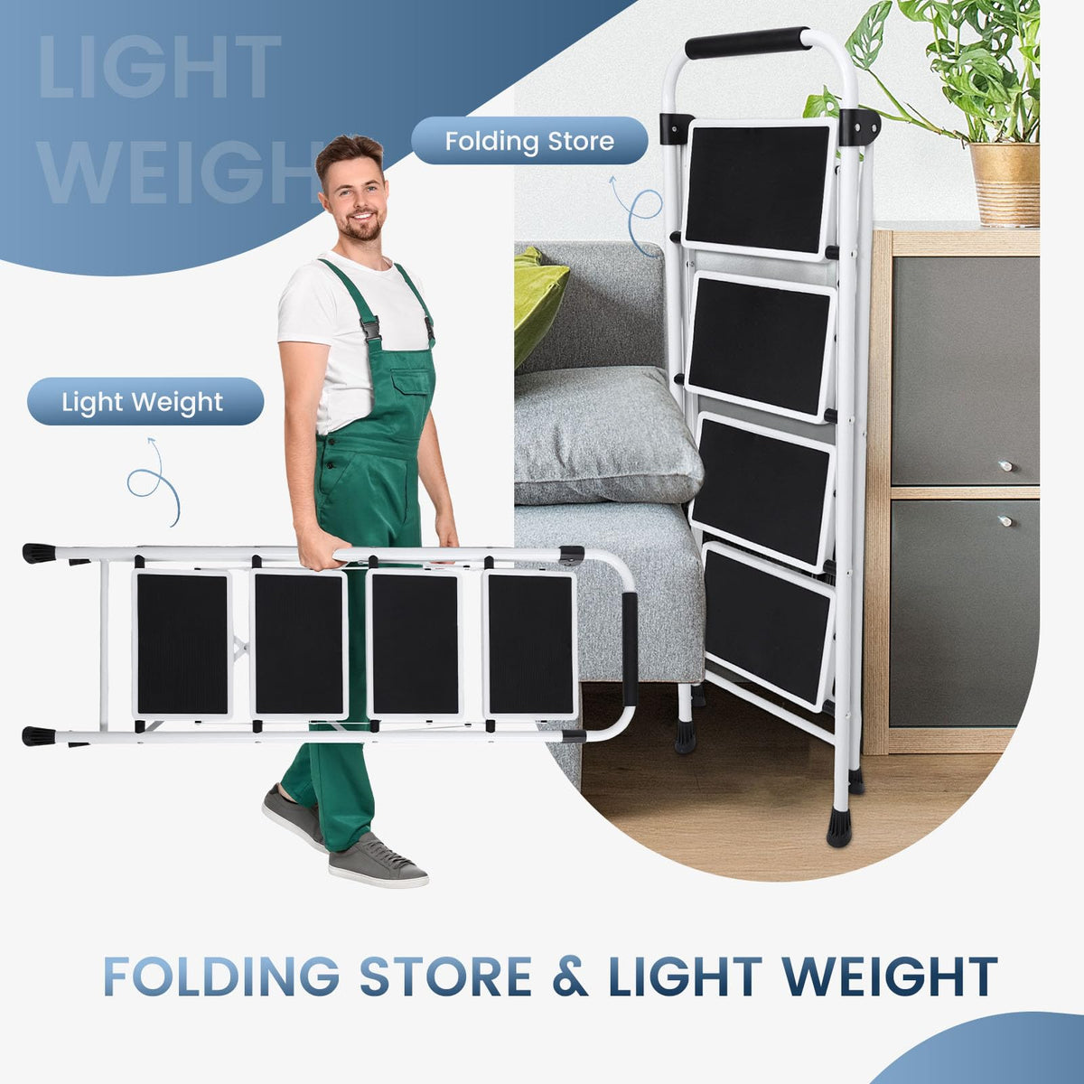 OLIXIS Step Ladder steel construction supports up to 330 lbs.