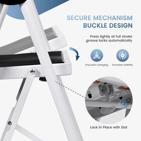 OLIXIS Step Ladder with wide anti-slip pedals provides secure footing.