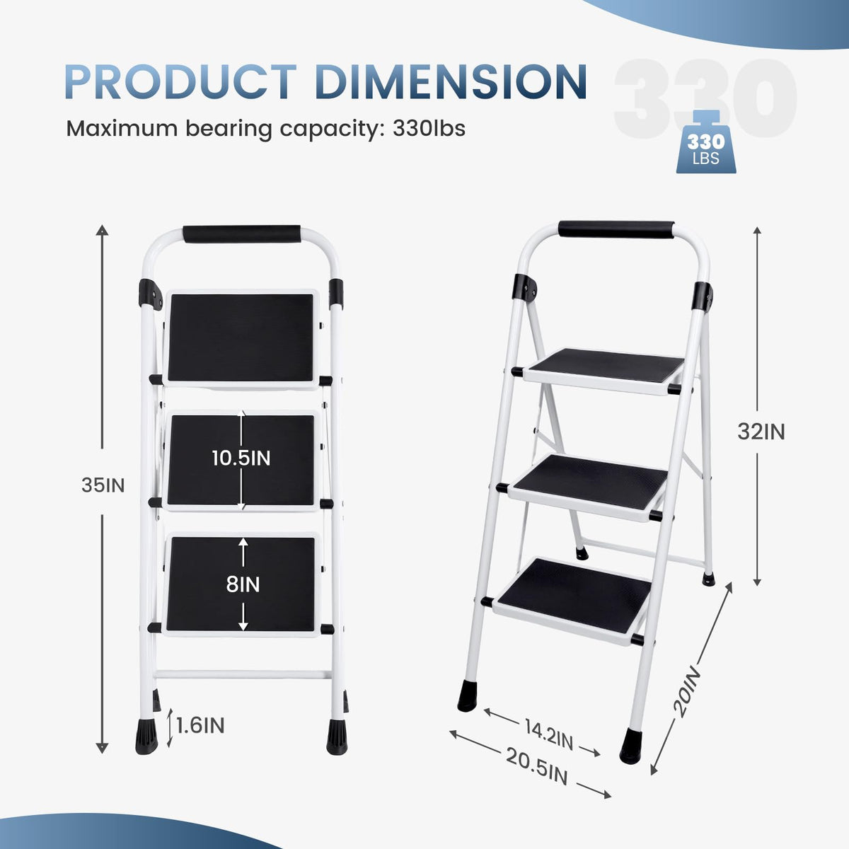 OLIXIS ladder with wide pedals provides secure footing during chores