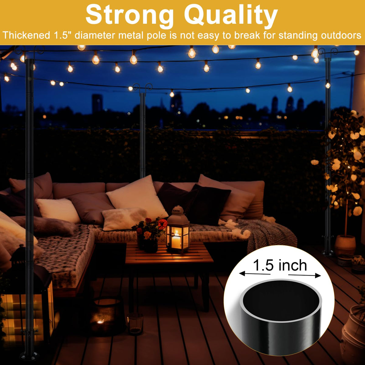 Oliynedy one-point-five-inch-diameter-pole stays upright in wind for outdoor use