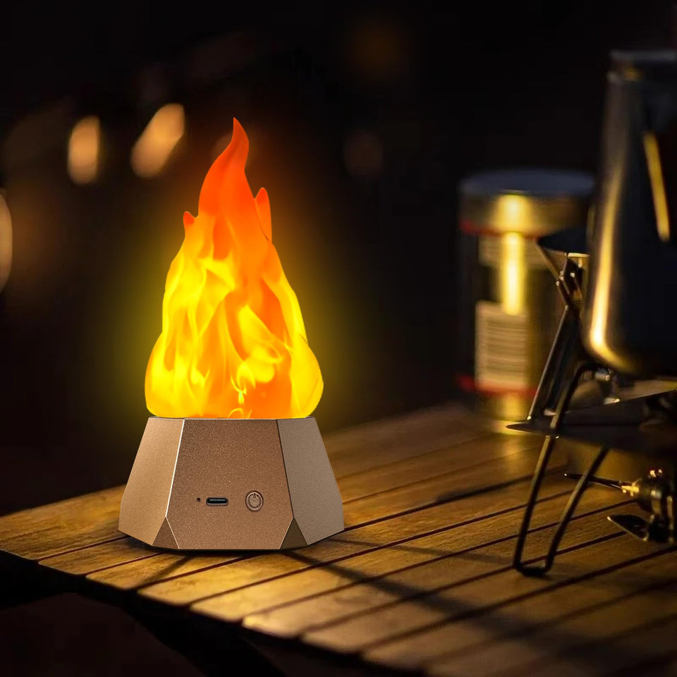 Ollcuz fake fire lamp table glow, cozy ambient light for gatherings