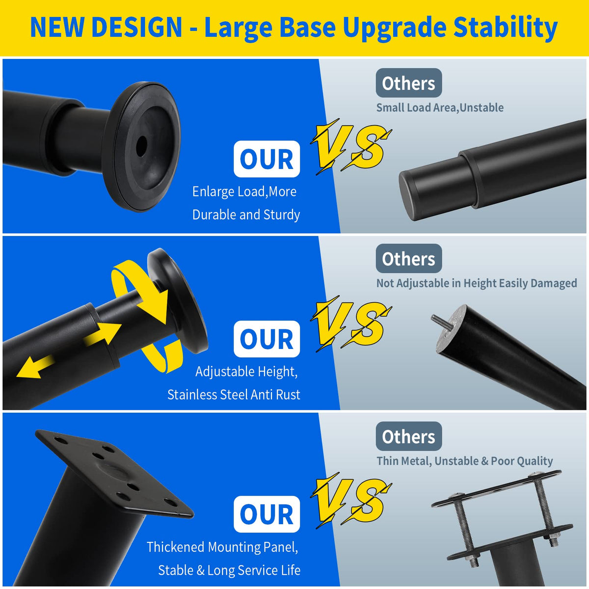 Olldag cold-rolled steel legs offer strong durability and load capacity.