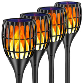 Ollivage solar flame torch provides safe 43-inch pathway illumination.