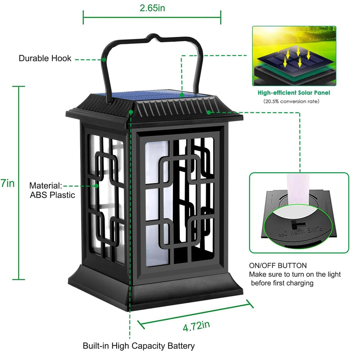 Ollivage solar lantern with constant warm glow along a garden path