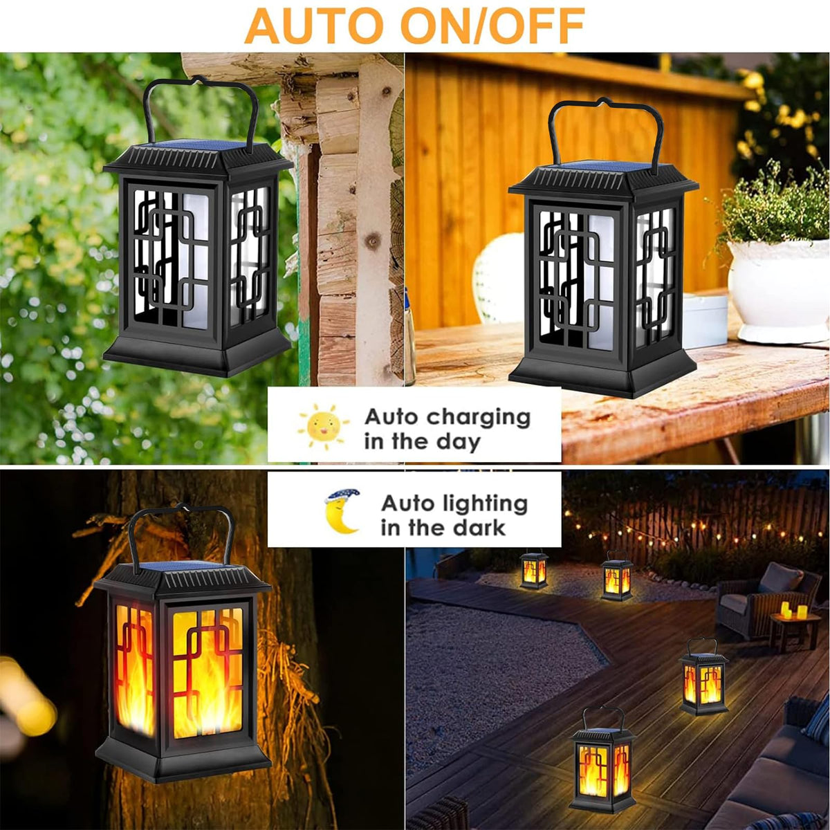 Ollivage lantern hanging on a tree for garden lighting