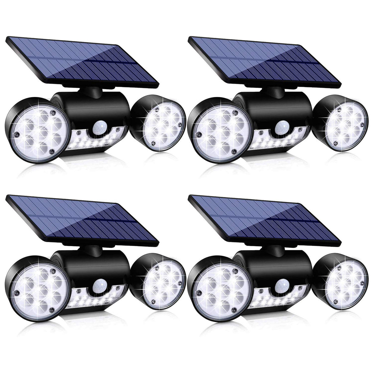 Ollivage solar lights outdoor with three heads deliver broad nighttime coverage.