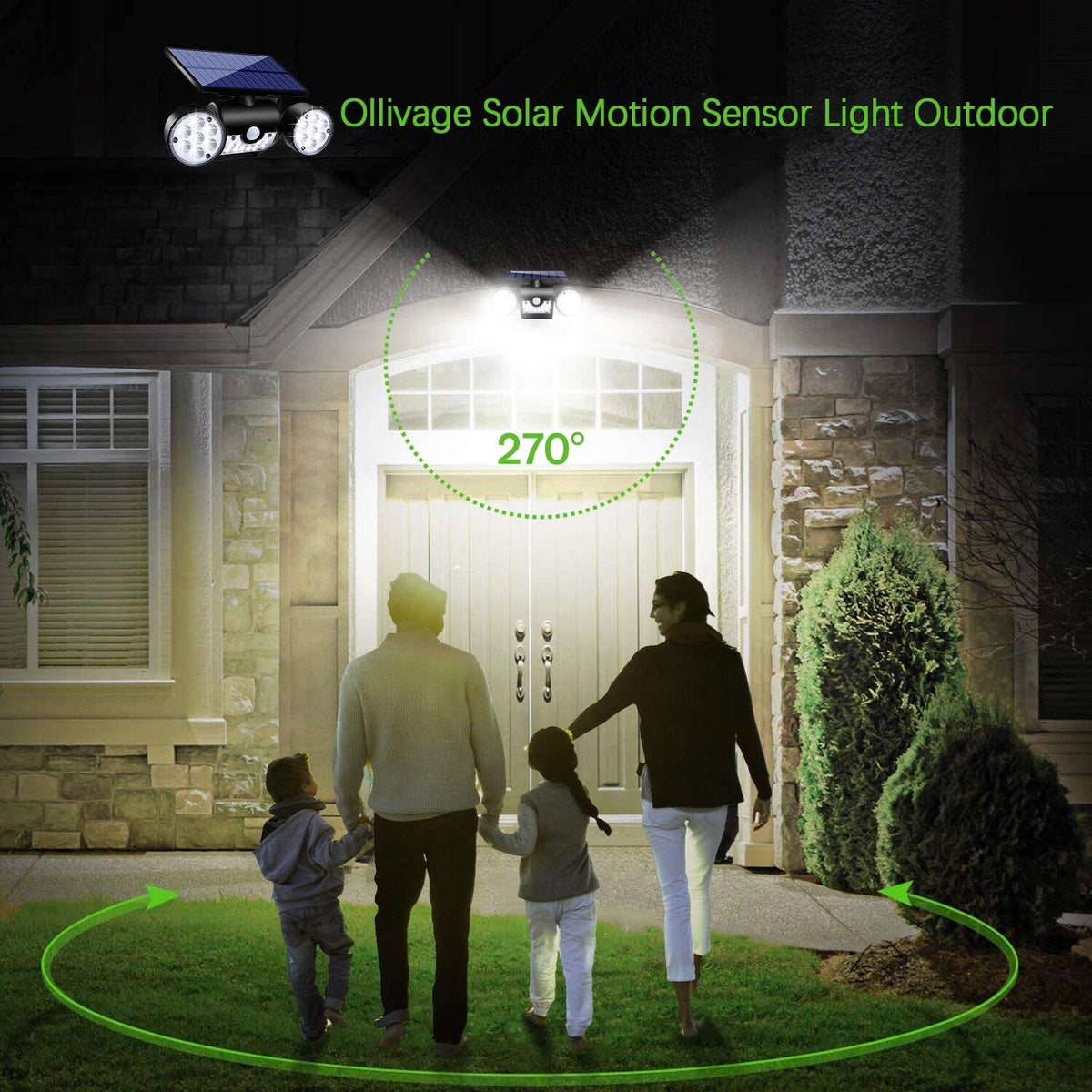 Ollivage solar panel enables efficient daytime charging for reliable night lighting.