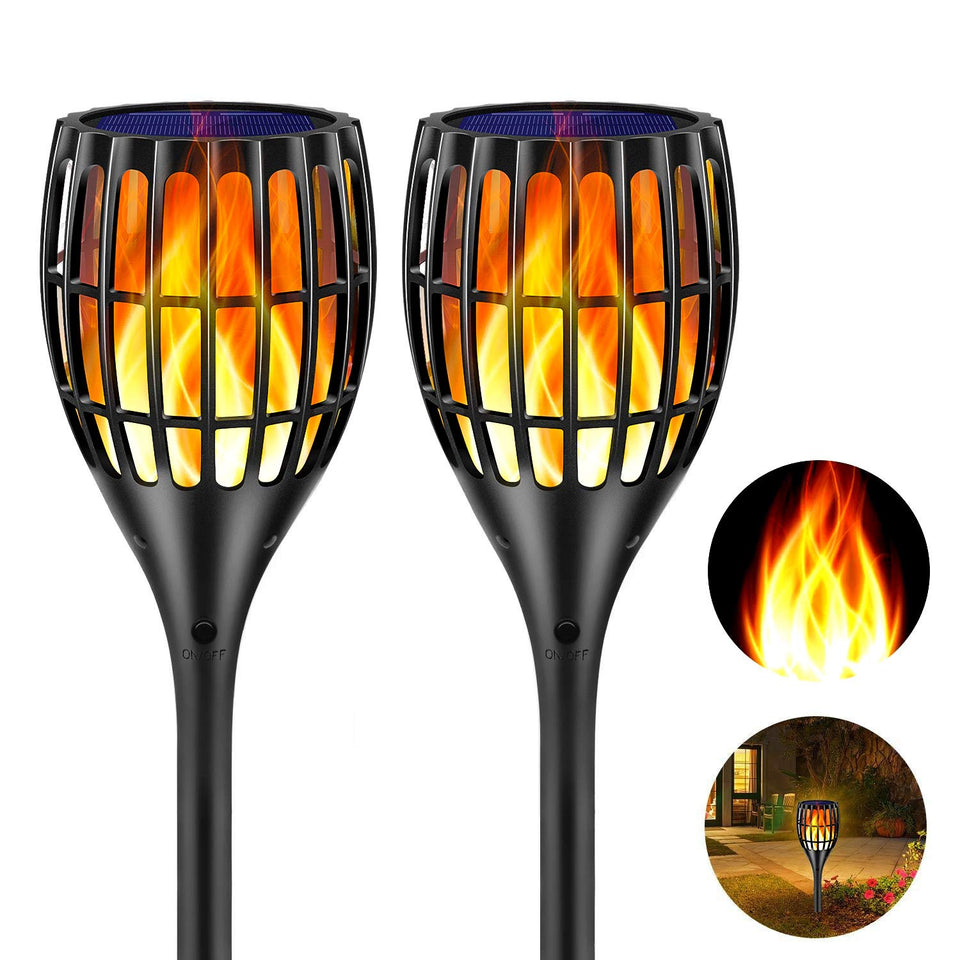Ollivage solar torch light 43-inch for safe, flickering flame ambiance along pathways