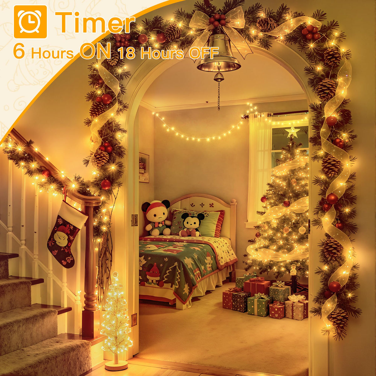 Ollny 200LED 60ft timer memory enables easy evenings