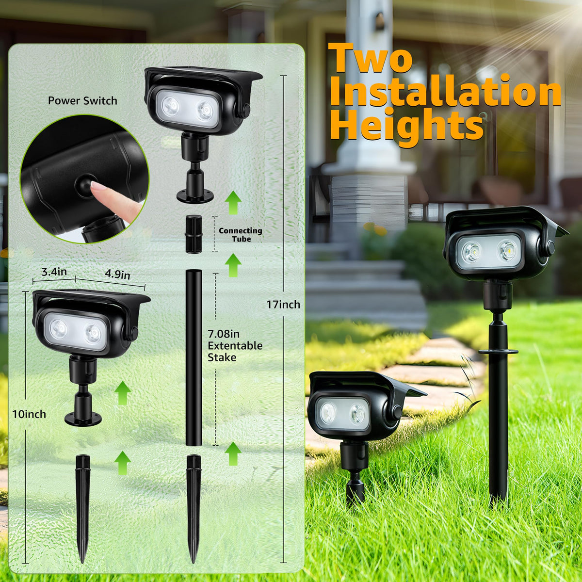 Ollny 7-inch extension pole enables versatile height.