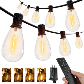 Ollny S11 100ft outdoor string lights draped over a garden patio for warm evenings.
