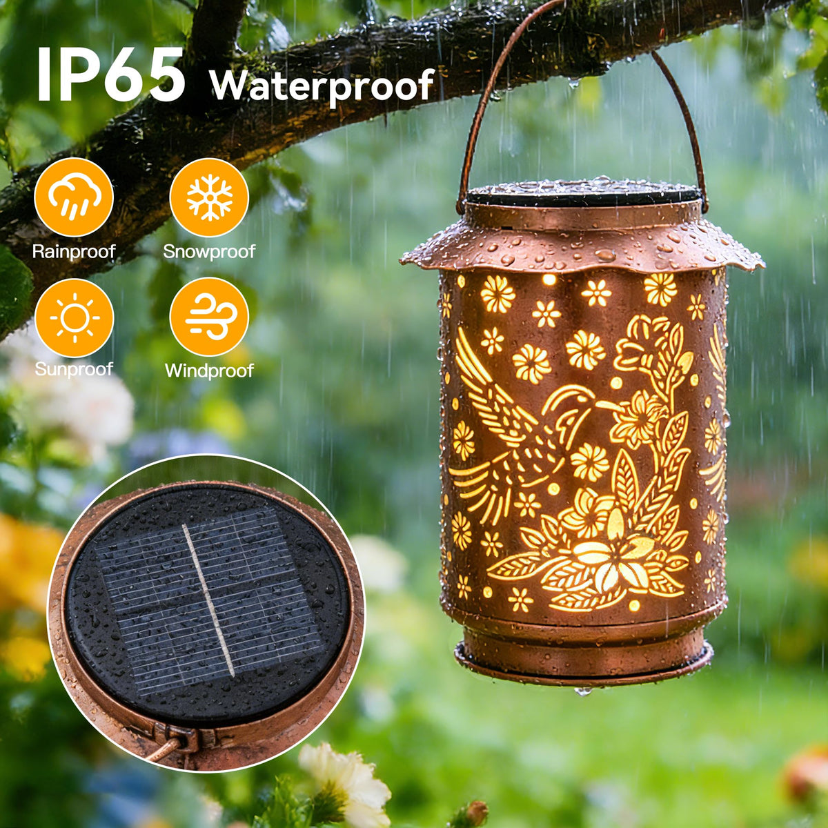 Ollny solar hummingbird lantern on a fence adds charm plus light.