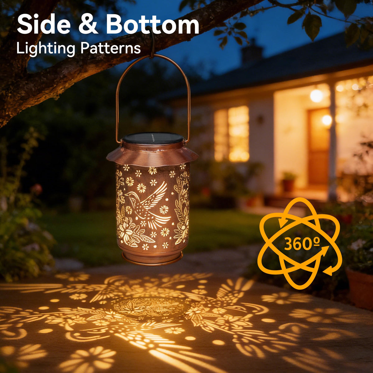 Ollny hummingbird lanterns illuminate patios for a cozy outdoor lounge.