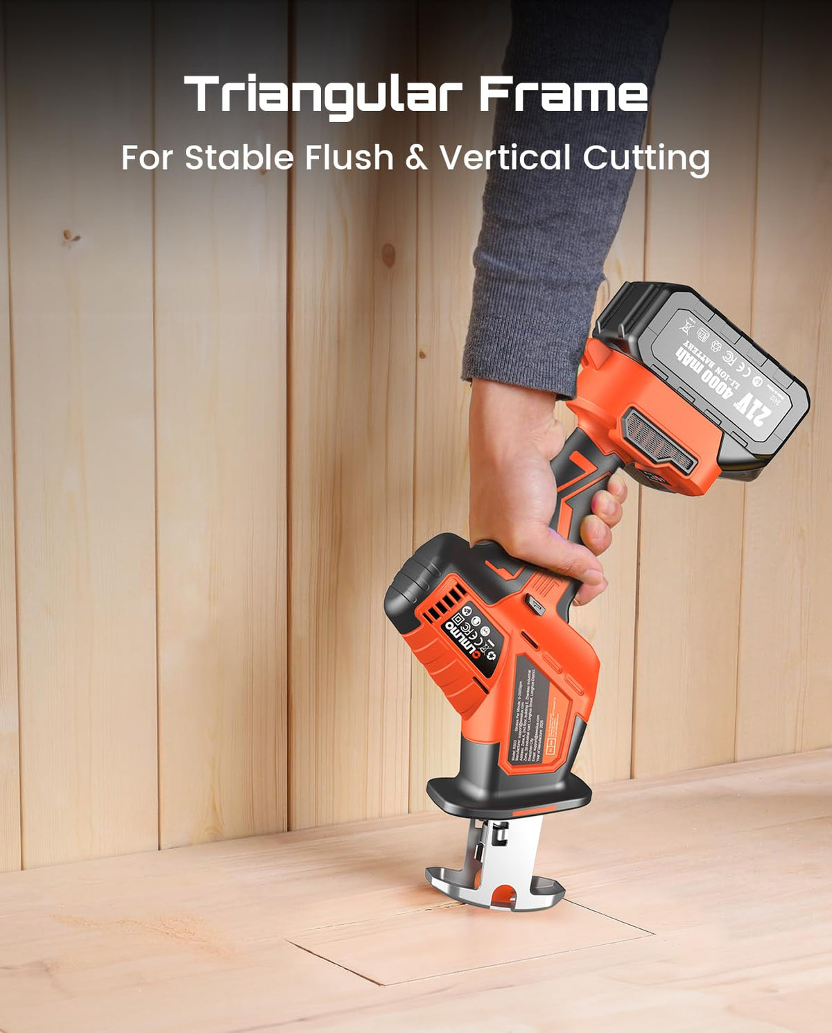 Olmlmo safety button and rotating shoe for controlled, safer operation