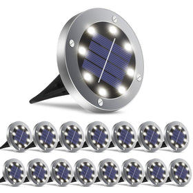 OULONGER solar ground light with 8 LEDs brightens driveways and walkways.