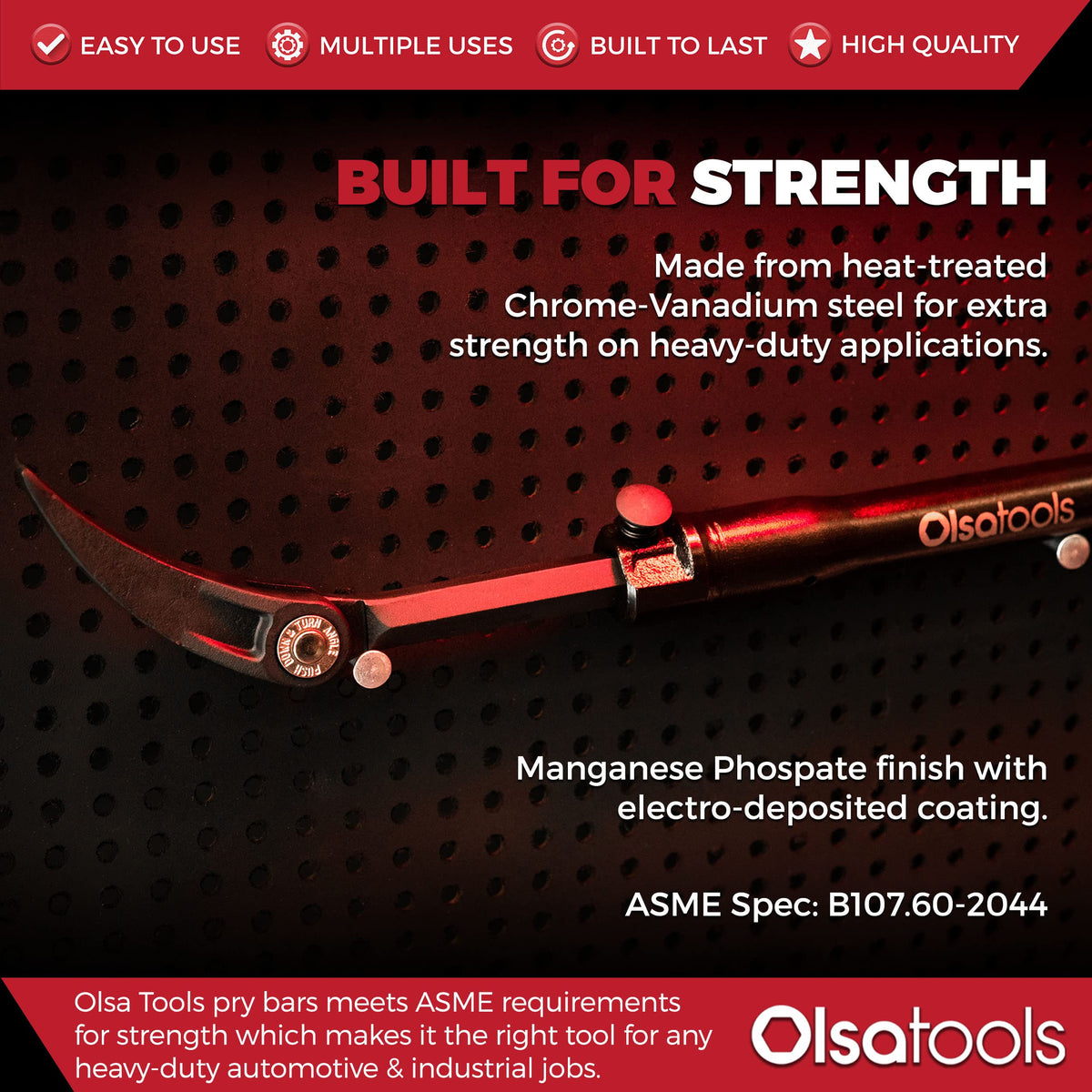 Olsa Tools pry bar with angle locking system demonstrates precise indexing.