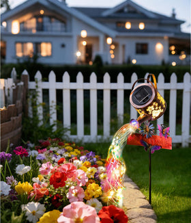 Olubfdh hanging solar lantern for yard decor on shepherd hook or post