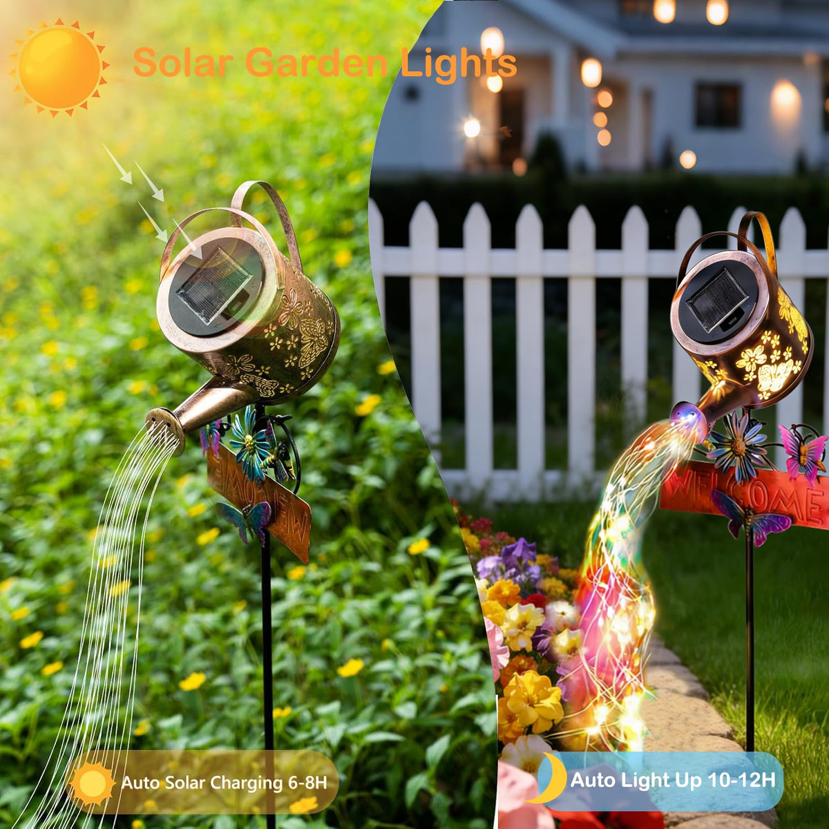 Olubfdh garden lights featuring a waterfall design for romantic outdoor ambience