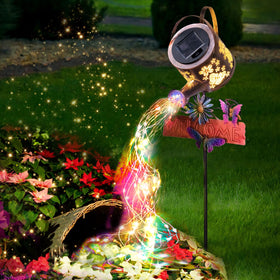 Olubfdh solar watering-can light with butterfly pattern for vibrant garden nights