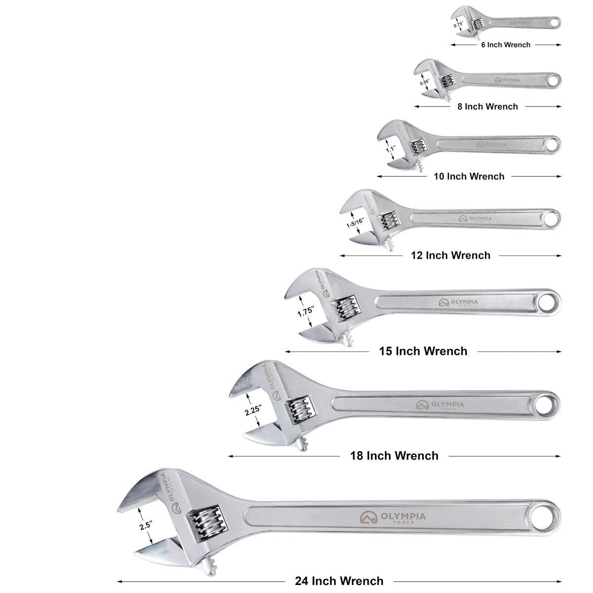 Olympia Tools 18-inch wrench shown in automotive maintenance scenarios