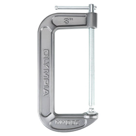 Olympia Tools 8x4 C-Clamp front view shows sturdy steel build for precise clamping.