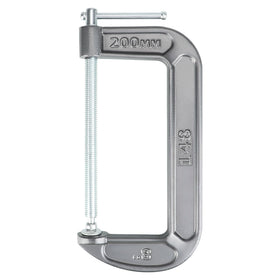 Olympia Tools 8x4 C-Clamp side view highlights ergonomic handle and secure grip.