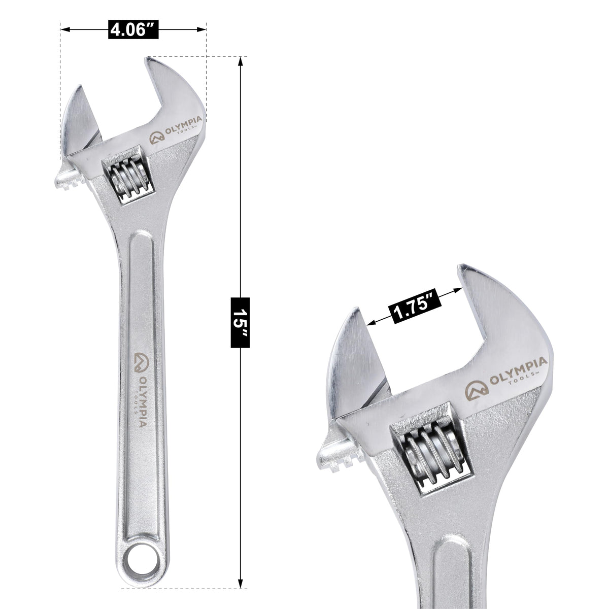 Olympia Tools chrome-plated wrench surface resists corrosion for longevity