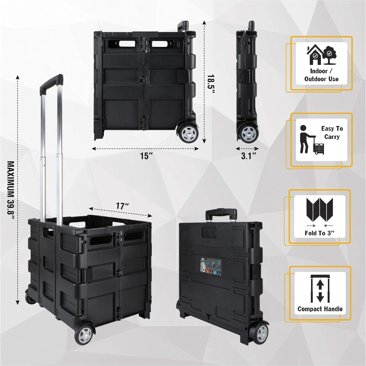 Folded compact Grand Pack-N-Roll stored in a tight space