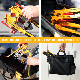 Olympia Tools Power Grip bolt cutter stored in car kit for space-saving convenience.