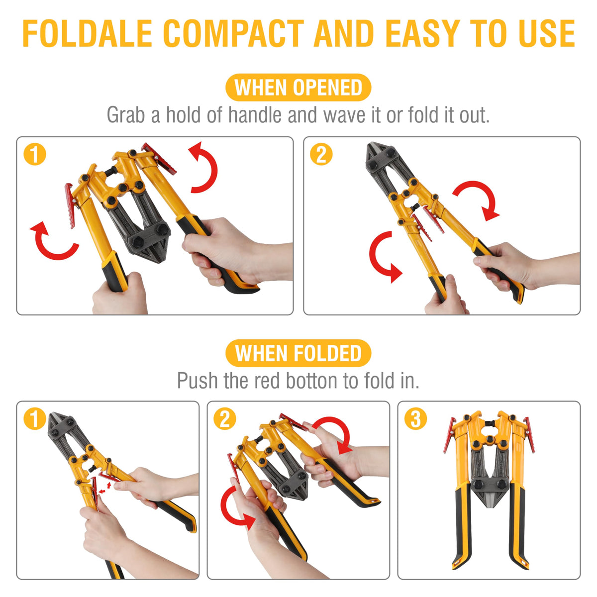 Olympia Tools Power Grip bolt cutter cutting a small item with precision.