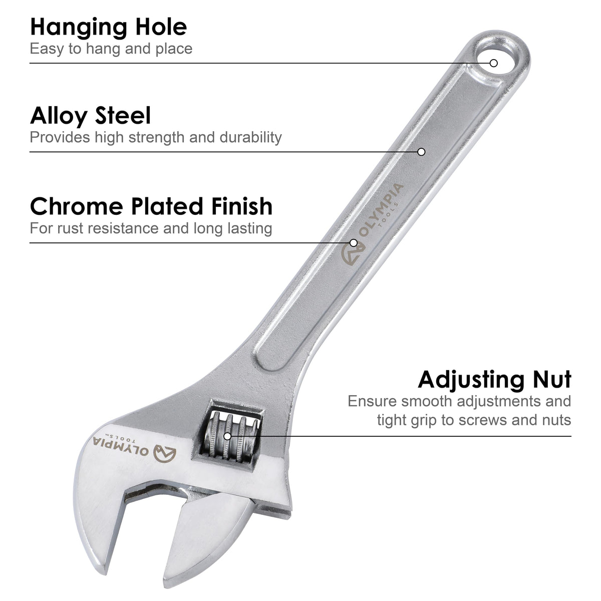 Olympia Tools precision-machined jaws ensure smooth, accurate adjustments