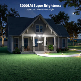 omibee 3000LM solar lights with four adjustable heads for precise lighting