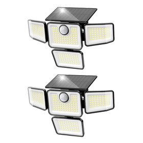 omibee 3000LM solar lights front view showing bright exterior illumination
