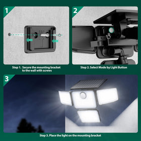 omibee 3000LM solar lights two-pack for porch and backyard