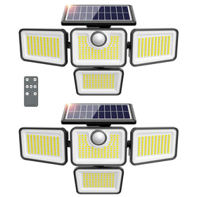 omibee 4500lm solar lights with four adjustable heads for wide backyard illumination