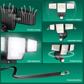 Omibee 70W LED security light being wall-mounted for quick exterior installation.