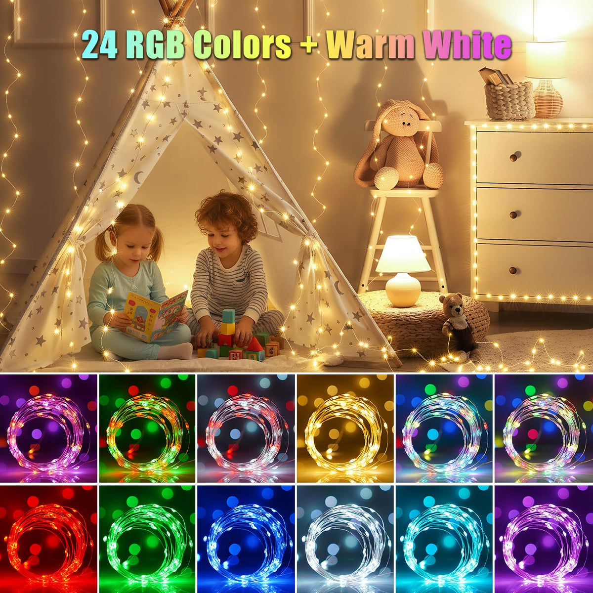 OMIKA 150 LED string lights providing bright, even glow for celebrations.