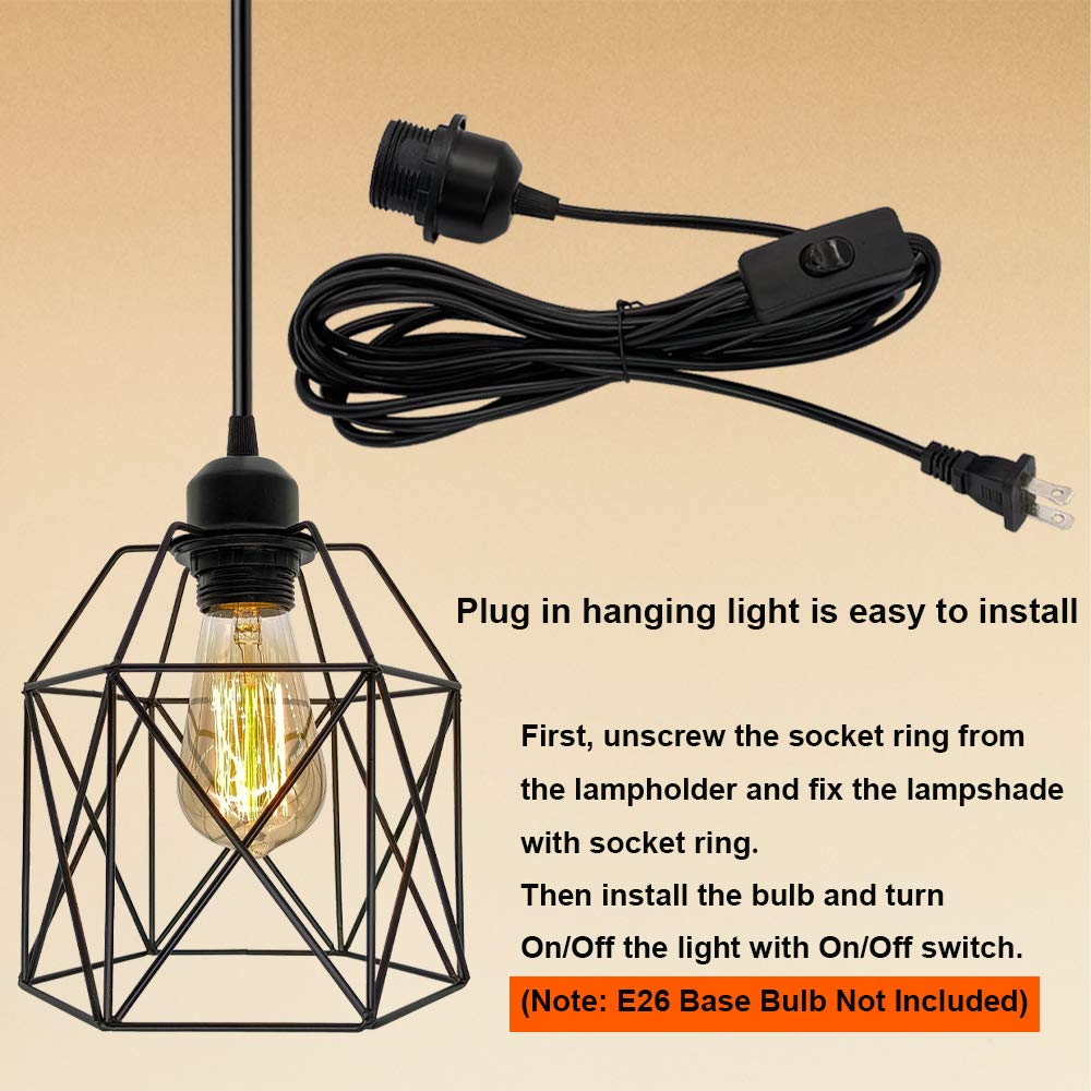 OmiSun plug-in pendant light ready for quick, renter-friendly installation.
