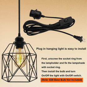 OmiSun plug-in pendant light ready for quick, renter-friendly installation.