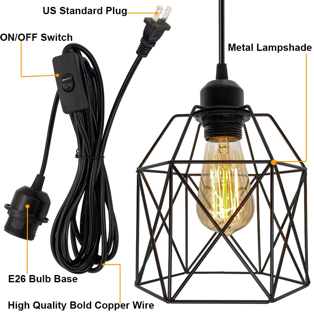 OmiSun pendant fixture with on/off switch for easy local control.
