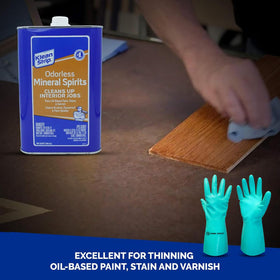 Included Omni Depot gloves protect hands during solvent use
