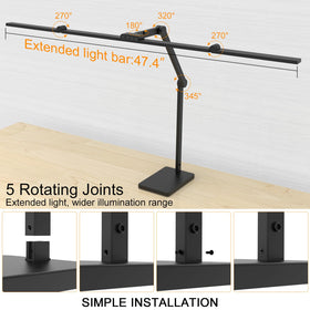 Omorepa lamp head rotates 180 degrees for flexible task lighting.