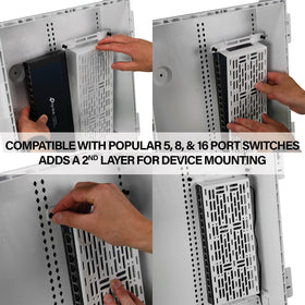 On-Q AC1050 horizontal installation, optimized layout for patch panels.