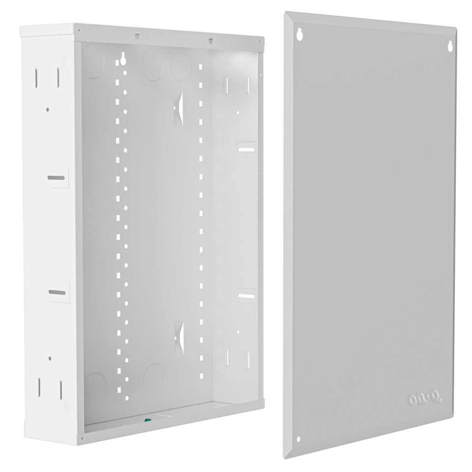 On-Q Legrand 20-Inch enclosure with screw-on cover ready for tidy wiring