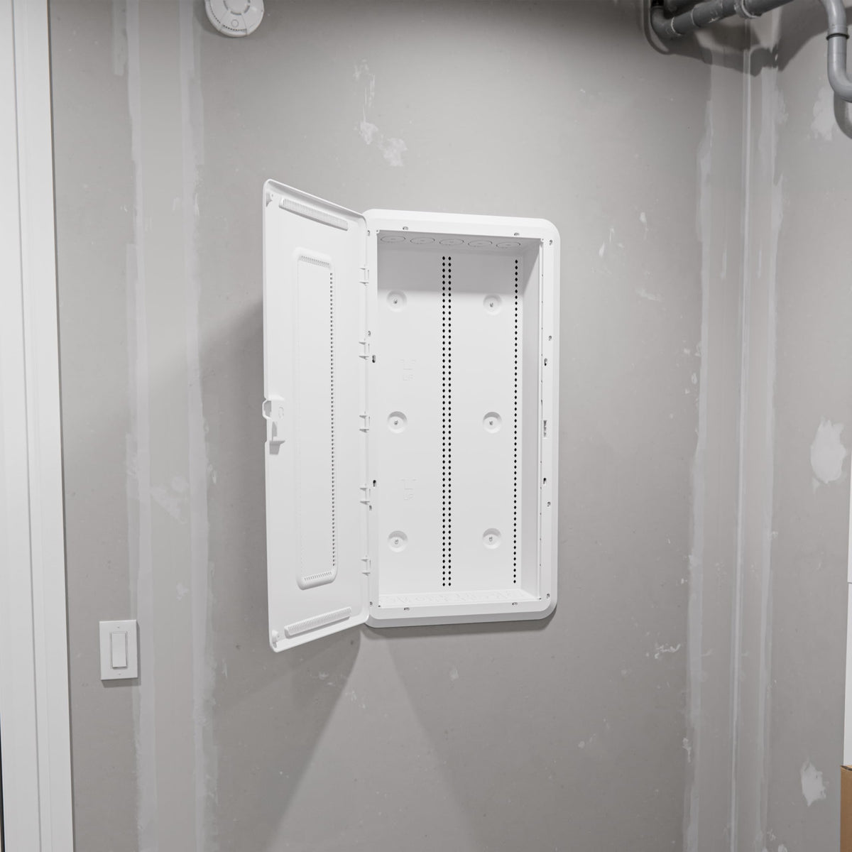 Cable management channels keep wires organized inside the enclosure.